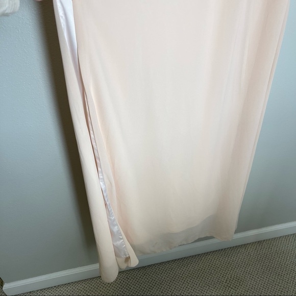 BHLDN Cayenne Maxi Chiffon Dress Blush Pink High Neck Side Slit Size Size Medium - Picture 4 of 13